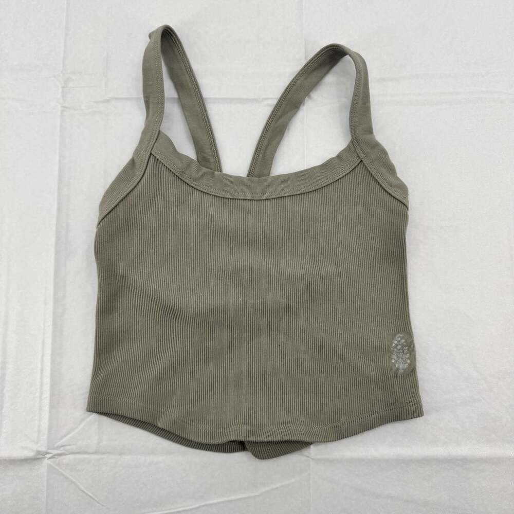 Free People Movement Crop Top Sage Green Ribbed Active Tank Top